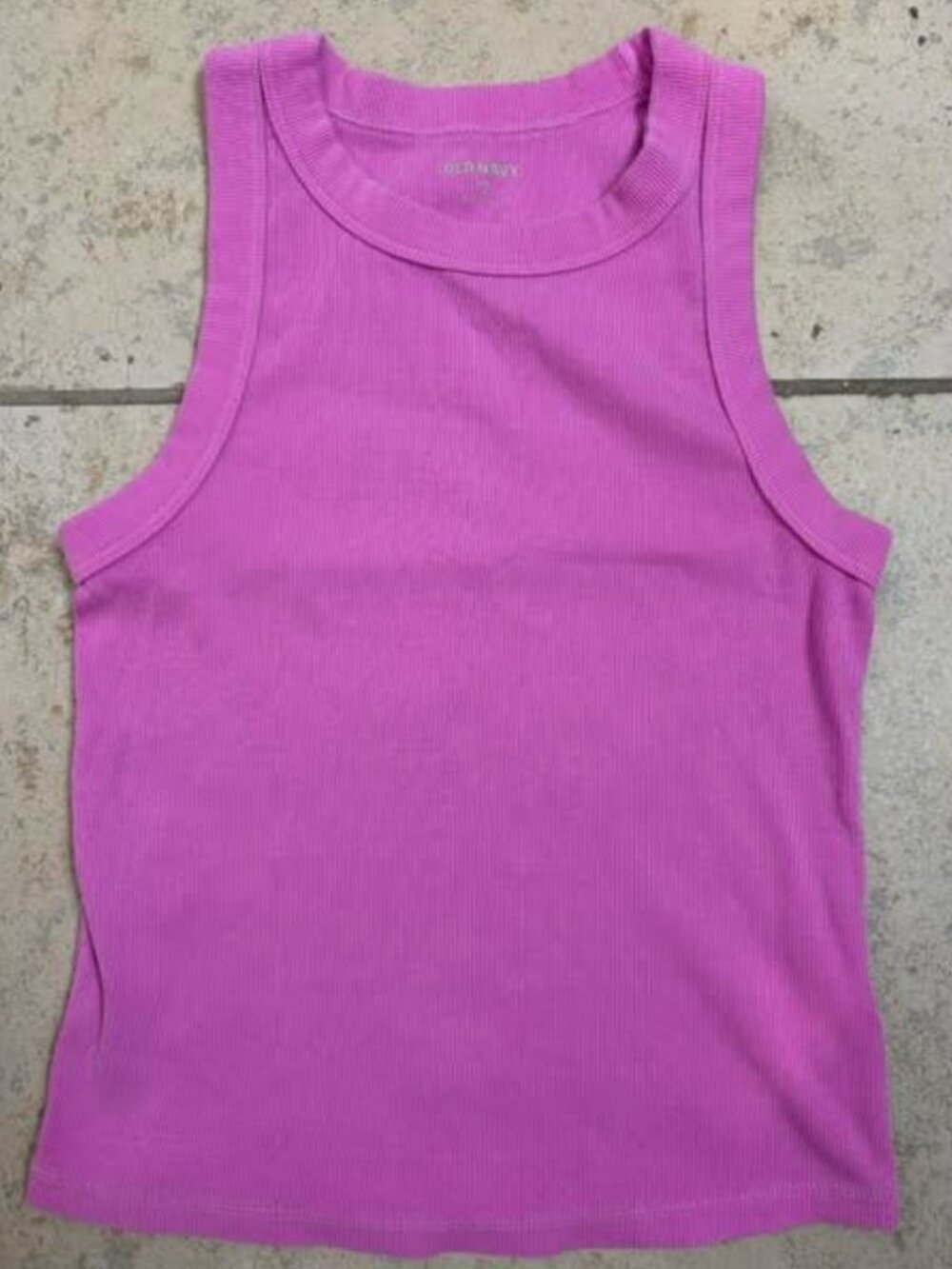 OLD NAVY Women's Snug Crop Tank Top S Pink Magenta Cotton Fitted Ribbed Knit